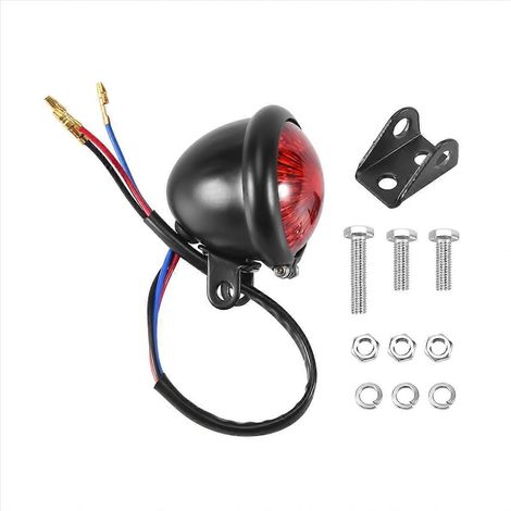 Feu arrière noir à LED rouge 12V style café racer pour chopper (1/5)