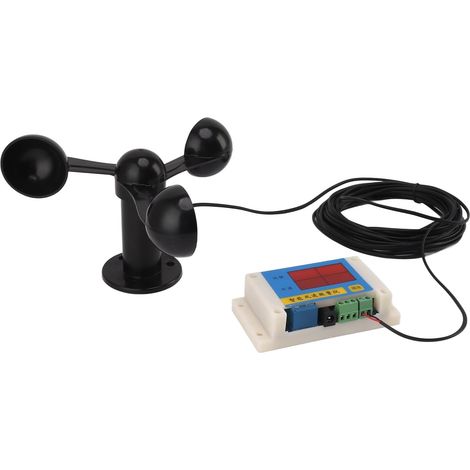 Bades de Ventilateur Anemomètre de Grue de Tour 3 Tassemètre de Vitesse du Vent avec Alarme de Puissance Alarme à 360 ° Mesure USB 5V Haute Précision 2-12 Niveau Réglable pour (1/5)