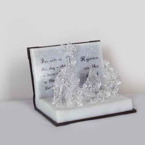 14.3cm Musical 3D Open Book Nativity Scene Christmas Decoration with LED Lights (1/3)