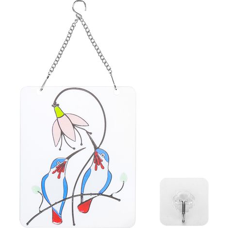 Cadre décoratif fenêtre oiseaux bleus pendentif art mural maison bureau jardin porte (1/5)