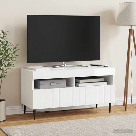 vidaXL LED TV Cabinet ZWOLLE 81 x 35 x 43 cm High Gloss White (1/5)