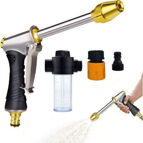 Nettoyeur haute pression portable, pistolet à eau haute pression et ensemble pot à mousse, buse réglable, pistolet d'arrosage (1/5)