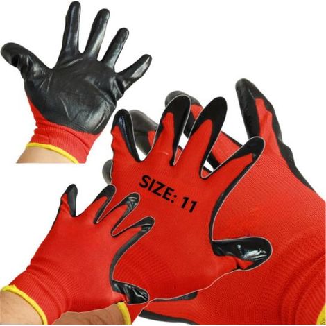 GUANTI DA LAVORO IN NITRILE NYLON ANTISCIVOLO ANTITAGLIO MULTIUSO TAGLIA 11