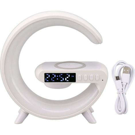 Bluetooth haut-parleur veilleuse LED charge sans fil intelligent lever du soleil réveil lampe d'ambiance pour chambre chevet (1/5)