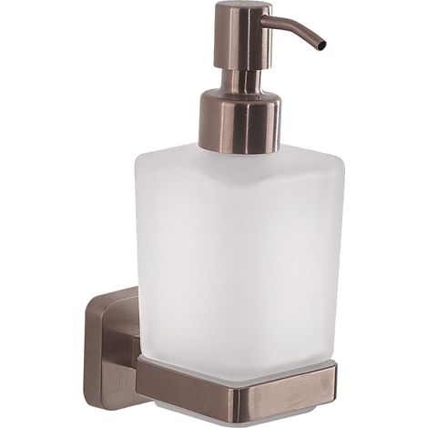 Dispenser Sapone Da Muro Oro Rosa In Acciaio Inox E Vetro Satinato Tahiti