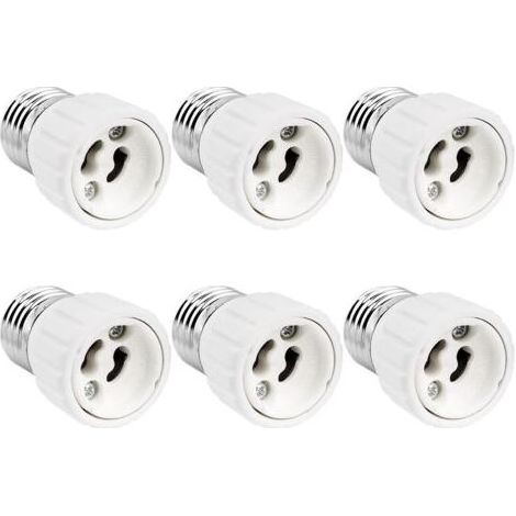LaBlanc – E27 auf GU10 Adapter, 0–250 V, max. 200 W, E27 auf GU10 Fassungsadapter für LED-, Halogen- und Energiesparlampen, Keramikadapter, 6er-Pack (1/5)