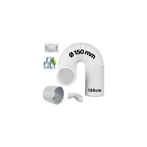 Tuyau d'Échappement de Climatiseur Portable, avec adaptateur, Mobile Tuyau Kit Diamètre de 150 mm, longueur 150 cm, Pour Climatisation, Déshumidificateur,Sèche Linge (1/4)