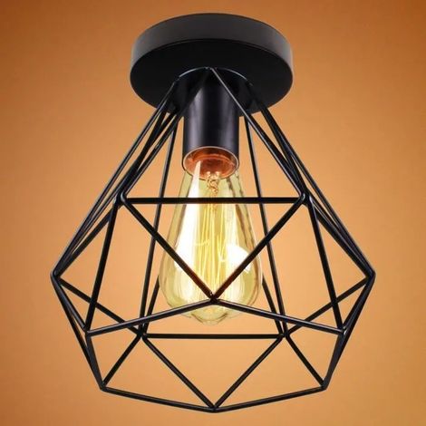 E27 Plafonniers Industrielles Métal Cage Design Rétro Lumière E27 Max 40W pour Entrée, Porche, Couloir (1/4)