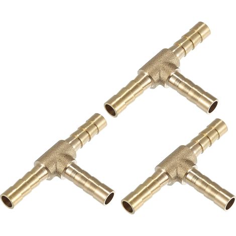 3 pcs 6mm 0.24" Laiton Voiture Barbelure Tuyaux Raccord T Forme 3 Chemins Connecteur (1/5)