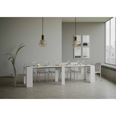 Consolle Allungabile Basic Bianco frassino  Dimensioni consolle: 90 x  48 H. 77 cm + 5 allunghe da 52 cm ( aperto 308 cm )