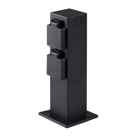 Garten-Steckdosensäule mit 2 Steckdosen (230 V) – Edelstahl – IP44 – Anthrazit (1/5)