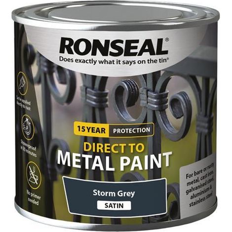Ronseal Direct to Metal Paint Storm Grey Satin 250ml (1/3)