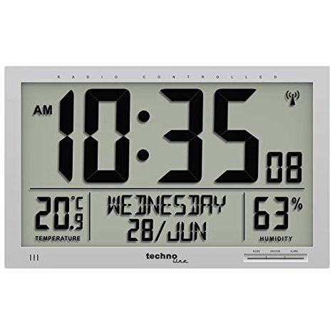 Techno Line WS 8013 Radiocontrollato Orologio da parete 369 mm x 229 mm x 24 mm Argento Display grande (1/4)