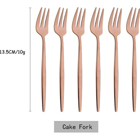 (Or rose, 6 pièces) Fourchettes à thé en acier inoxydable, couverts à salade, ustensiles de cuisine