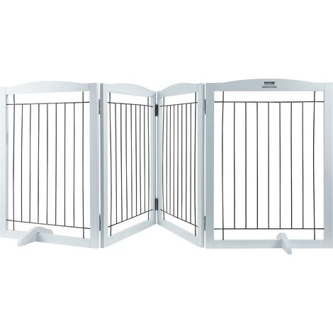 Barrière pour chien autoportante,32" H x 965" W,4 panneaux pliables,extensible pour passages larges et étroits,support silencieux,blanc (1/5)