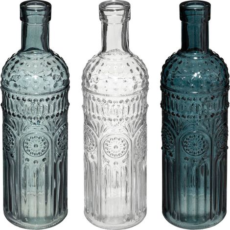 Lot de 3 Vases Bouteille en Verre coloré H 24,5 cm - Atmosphera