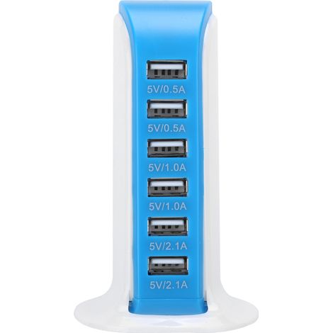Chargeur USB portable 30 W, 6 ports, prise américaine 100-240 V, compatible iOS/Samsung (1/5)