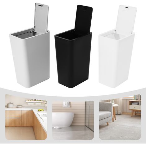 Cubos de basura, juego de 3 cubos de basura, cubos de basura con tapa (1/5)