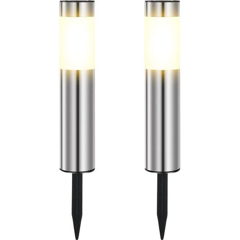 Lampe Solaire Exterieur Jardin, En Acier Inoxydable Lumiere Solaire Exterieur LED éTanches IP65 Blanc Chaud (2 Pièces) (1/5)