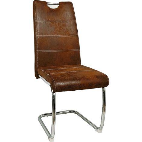 Sillas Comedor - Silla Hallen Polipiel - Marrón Vintage