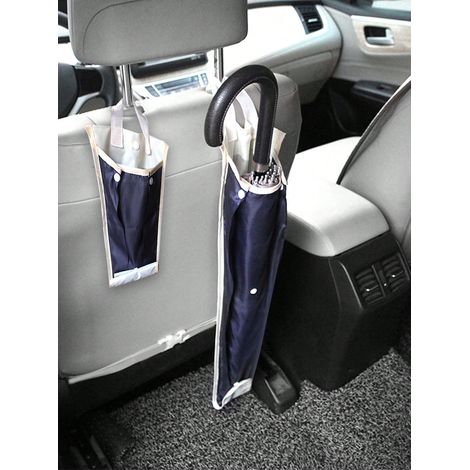 Support de parapluie pour dossier de siège auto (2 pièces), universel et ajustable, organisateur en polyamide imperméable, installation facile pour les jours de pluie (Noir) (1/5)