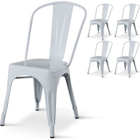 Set di 4 sedie in metallo bianco lucido - Stile industriale