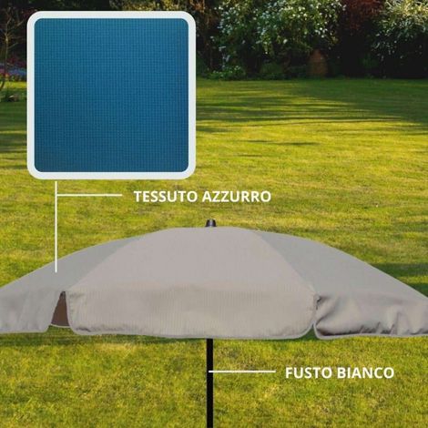 Ombrellone Olefin colore azzurro - fusto bianco