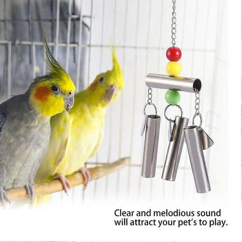 Clochette en acier inoxydable pour oiseaux, jouet pour perroquet de taille moyenne à grande, décoration de cage (1/2)