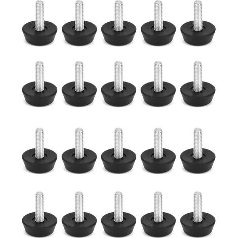 Verstellbare Möbelfüße M6x20mm, 20 Stück, Schwarz, für Tische & Schränke (1/5)