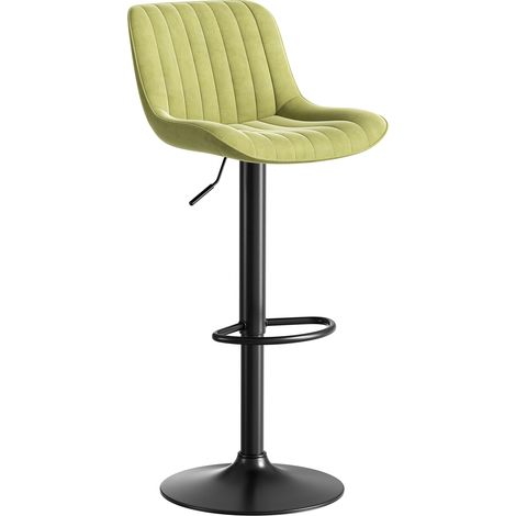 Lot de 4 tabourets de bar pivotants vert velours – hauteur ajustable, assise tournante à 360°