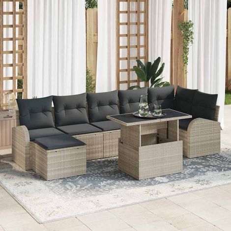 Set Divano da Giardino 8 pcs Grigio chiaro polyrattan vidaXL (1/5)