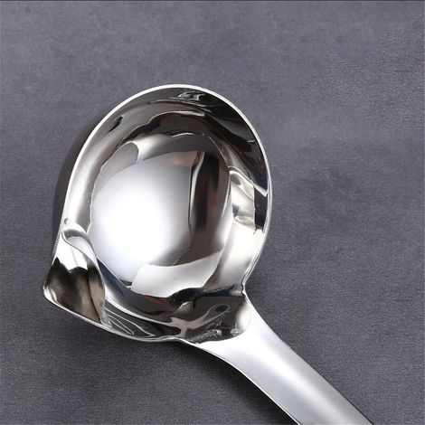 Cucharones separadores de aceite y grasa para sopa de acero inoxidable, espumadera, cuchara, colador de sopa para cocinar con aislamiento térmico y propiedades anti-escaldaduras. (1/5)
