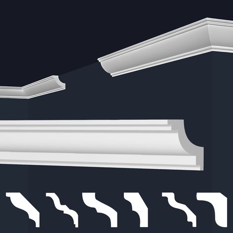MARBET DESIGN Cornici in XPS Polistirolo Bianco per Soffitto e Pareti, Modelli di Cornici E-Cornici: E-28 / 31x31mm, 50 metri / 25 strisce