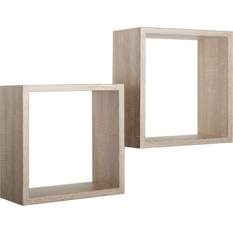 Lot de 2 étagères murales cubiques design moderne Q-Bis - bois neutre (1/4)