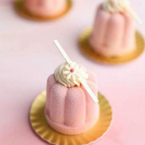 Moule de Gateau Mousse, moules En Silicone pour Glace Chocolat Patisserie Dessert, 8 Trous Forme de Hauteur Petite Forme de Fleur (1/5)