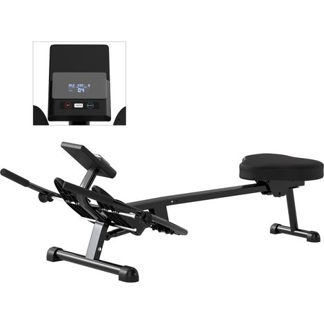 Rameur hydraulique 12 niveaux écran LCD charge max 130 kg noir
