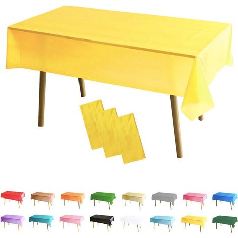 3er Pack Tischdecke Rechteckig Gelb 137x274cm Wasserdicht Mehrweg Kunststoff