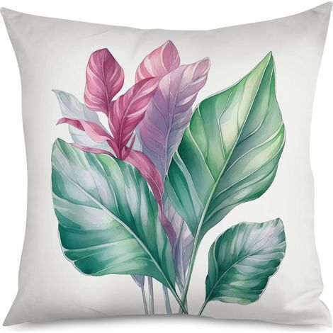 Housse de coussin, Coussin motif plantes vertes, style nature, 60x60 cm (1/5)