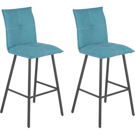 LAGOS - Lot de 2 Tabourets Bleus Assise H76cm (1/5)
