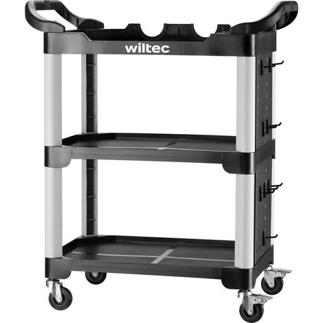 Wiltec 3-Ebenen Rollwagen Typ 02 mit 120 kg Traglast, Werkstattwagen 67 x 43,5 x 97 cm aus Kunststoff