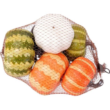 Lot de 6 citrouilles artificielles en mousse, couleurs assorties, pour décoration d'automne, centre de table champêtre, grande taille. (1/5)