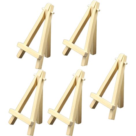 Chevalet en bois mini 5 pièces, 12,7 cm, support triangulaire portable, présentoir artistique pour mariages et fêtes (1/5)