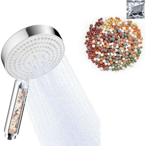 Pommeau de Douche Anti Calcaire Noir, 1 Paquet de Billes Minérales pour Filtre de Pommeau de Douche (1/5)