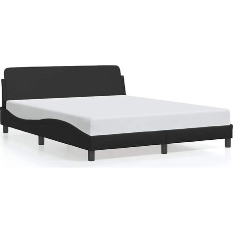 Lit double  Lit adulte  Cadre de lit Dover noir 160x200 cm similicuir