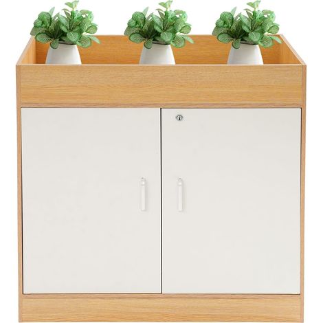 80 x 40 x 80 cm - Armoire de rangement avec 2 portes verrouillables - Buffet de cuisine - Armoire d'appoint - Armoire de jardin - Armoire de couloir - Couleur bois cerisier (1/5)