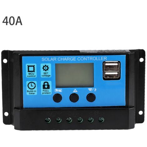 Regolatore di carica solare automatico 40A 12V 24V, regolatore PWM (40A) (1/5)