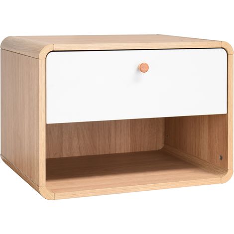 Cassie Table de chevet avec 1 tiroir en effet chêne blanc (1/4)