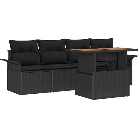 Maison Exclusive - Garten-Sofa-Set mit Speicher 5 pcs Schwarz Pol