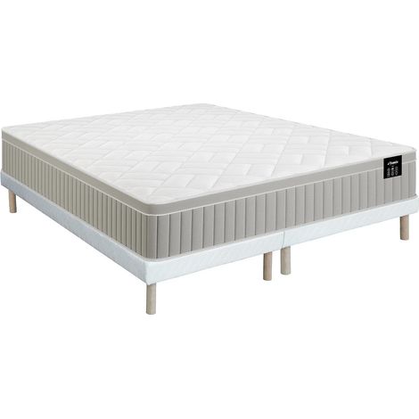Ensemble 180 x 200 cm sommier tapissier + matelas mousse et gel à mémoire de forme 7 zones ép 22cm - SOMIRA de YSMÉE (1/5)