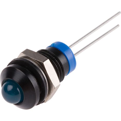Voyant LED lumineux Bleu RS PRO, dia. 8mm, 2V c.c., IP67 ( Prix pour 1 )